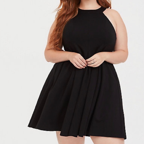 torrid Dresses & Skirts - NWOT Torrid High Neck Black Fluted Dress— Size 1